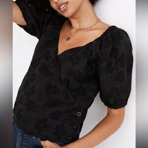 MADEWELL WOMENS XLElegant Black Floral  Top